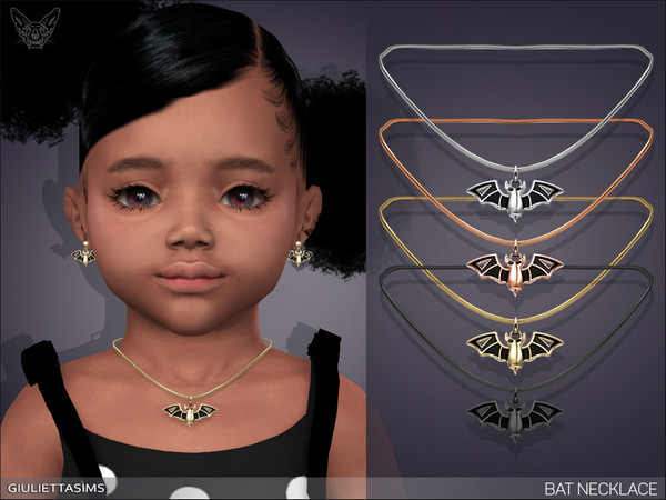 Sims 4 — Bat Necklace For Toddlers by feyona — A simple necklace with bat pendant for toddlers comes in 4 colors of