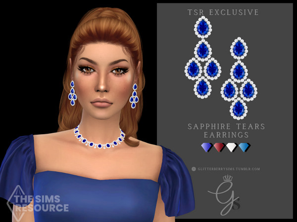 The Sims Resource - Sapphire Tears Earrings
