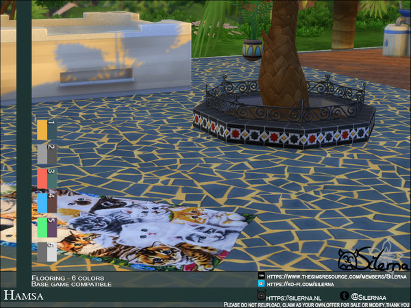 Sims 4 — Hamsa by Silerna — - Basegame compatible - Flooring - Tiles - 6 different colors - Please do not reupload, claim