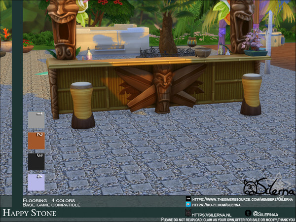 Sims 4 — Happy Stone by Silerna — - Basegame compatible - Flooring - Stone/Outdoor - 4 different colors - Please do not