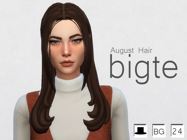 Sims 4 — August Hair by bigte — - 24 swatches - BGC - Hat Compatible - May need snowy escape