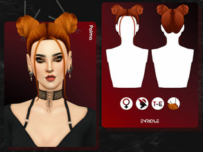 Sims 4 — Palma Hairstyle by Enriques4 — New Mesh 24 Swatches All Lods Base Game Compatible Teen to Elder Hat Chop
