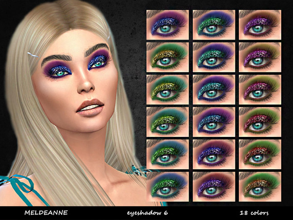 Sims 4 — MELDEANNE - EYESHADOW #6 by MELDEANNE — - CATEGORY: EYESHADOW - SWATCHES: 18 - GENDER: FEMALE