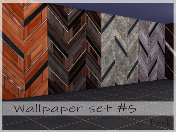 Sims 4 — WoodPanel Wall by LenkAlex — 6 colors All maps