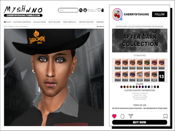 Sims 4 — After Dark Eyeshadow by cherrymyshuno — - 13 swatches - hq textures - teen - elder - base game compatible -