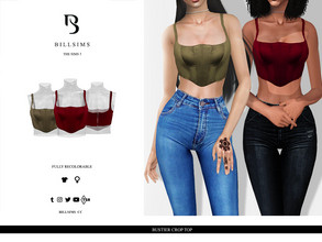 Sims 3 — Bustier Crop Top by Bill_Sims — This satin crop top features a corset boning, thick straps and a subtle V neck