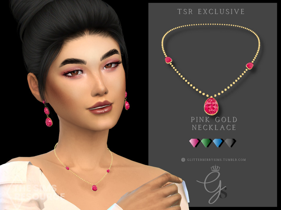 The Sims Resource Pink Gold Necklace
