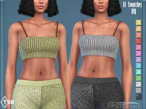 Sims 4 — Knitted Metallic Cropped Top by Harmonia — New Mesh All Lods 13 Swatches Please do not use my textures. Please