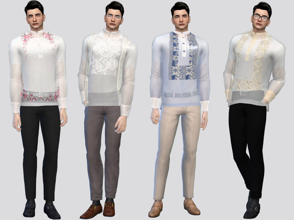 Sims 4 — Organza Barong Tagalog by McLayneSims — TSR EXCLUSIVE Standalone item 5 Swatches MESH by Me NO RECOLORING Please