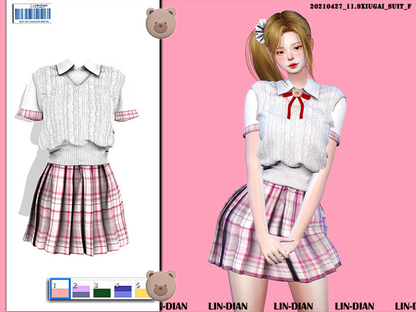 Sims 4 — [DIAN]JK and sweater vests by LIN_DIAN — - New Mesh - ALL Lods. - 5 Colors. - Normal Map