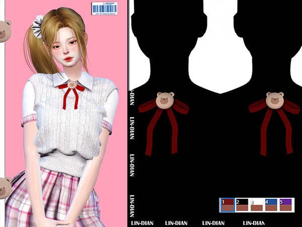Sims 4 — [DIAN]Little bear bow tie by LIN_DIAN — - New Mesh - ALL Lods. - 5 Colors. 