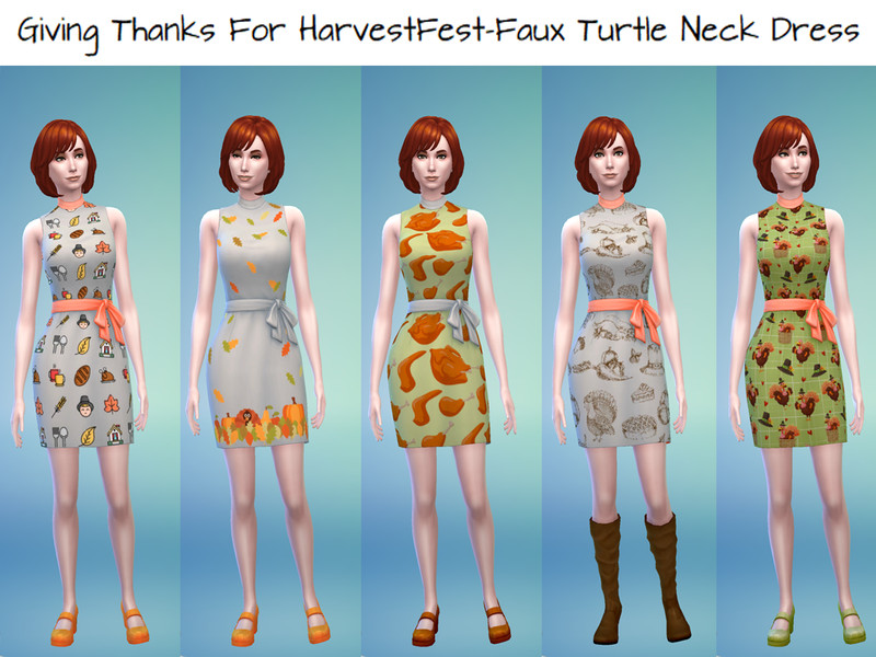 Sims 4 The Sims Resource | Giving Thanks For HarvestFest-Faux Turtle Neck Dress by TSR Creator
