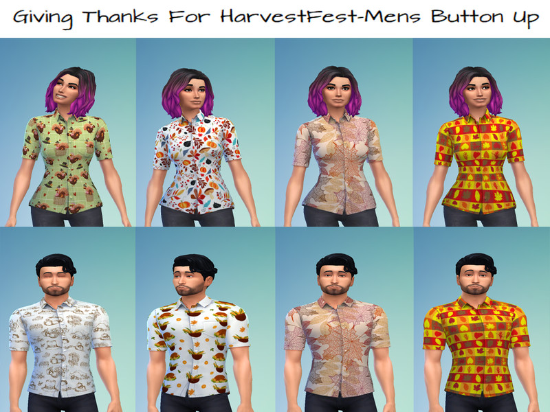 Sims 4 The Sims Resource | Giving Thanks For HarvestFest-Mens Button Up by TSR Creator
