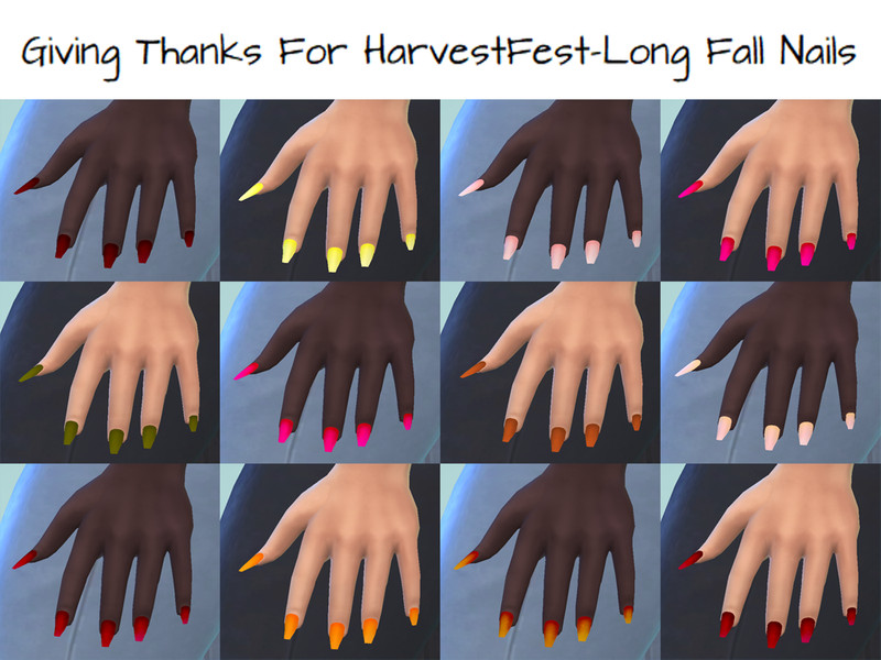 Sims 4 The Sims Resource | Giving Thanks For HarvestFest-Long Fall Nails by TSR Creator
