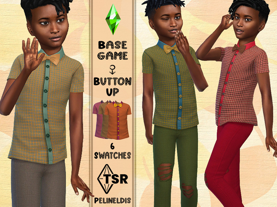 The Sims Resource - Plaid Shirt with Bow Tie