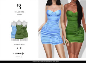 Sims 3 — Underwired Cups Ruched Satin Mini Dress by Bill_Sims — This mini dress features underwired cups with pleated