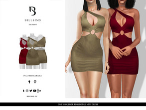 Sims 3 — One Shoulder Ring Detail Mini Dress by Bill_Sims — This mini dress features a one-shoulder design, ring
