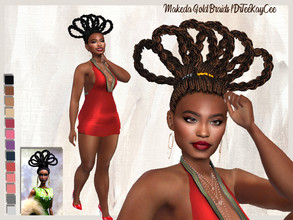 Sims 4 — Makeda Gold Braids by drteekaycee — Make your Sims stand out like a doll! Inspired by a Barbie Doll hairstyle,