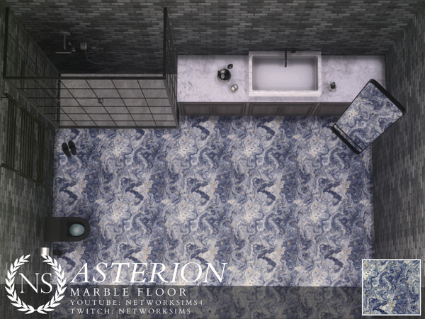 Sims 4 — Asterion Marble Floor by networksims — A blue marble floor that matches the Asterion Marble Wall.