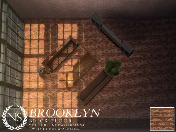 Sims 4 — Brooklyn Brick Floor by networksims — A worn orange brick floor.