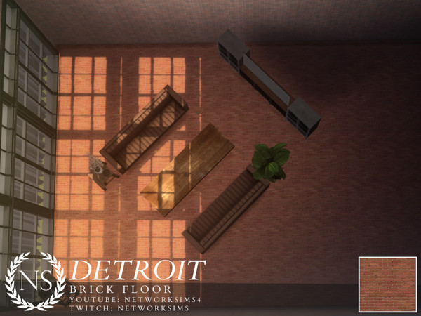 Sims 4 — Detroit Brick Floor by networksims — An orange brick floor.