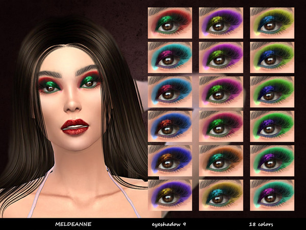 Sims 4 — MELDEANNE - EYESHADOW #9 by MELDEANNE — - CATEGORY: EYESHADOW - SWATCHES: 18 - GENDER: FEMALE