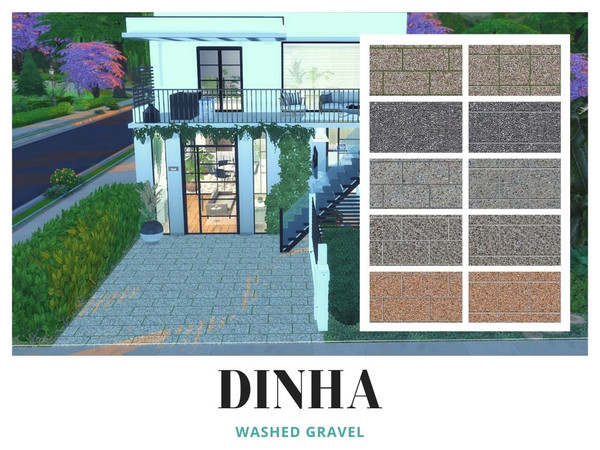Sims 4 — Washed Gravel  by dinha19832 — Washed Gravel Floor - 10 Swatches
