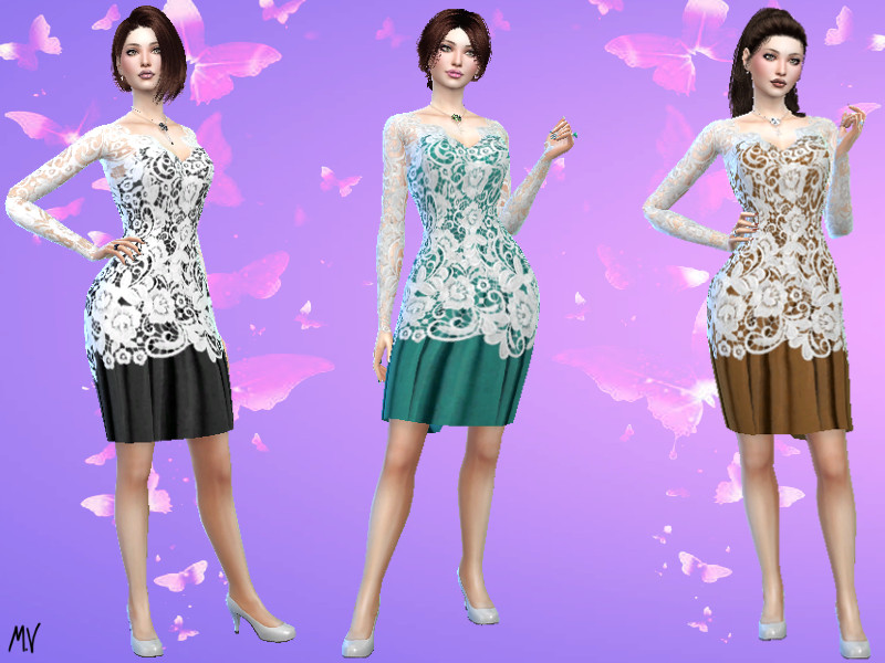 The Sims Resource - Strapless dress with lace blouse