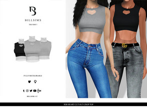 Sims 3 — Rib Heart Cut Out Crop Top by Bill_Sims — This top features a ribbed material with a cut out heart design in a