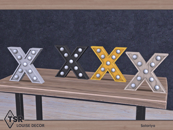 Sims 4 — Louise Decor. Letter X by soloriya — Letter X. Functional Candle, v1. Part of Louise Decor set. 4 color