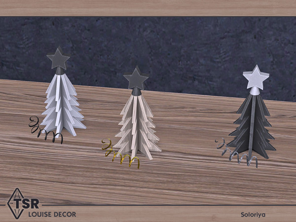 Sims 4 — Louise Decor. Mini Tree, v2 by soloriya — Mini Christmas tree. Part of Louise Decor set. 3 color variations.