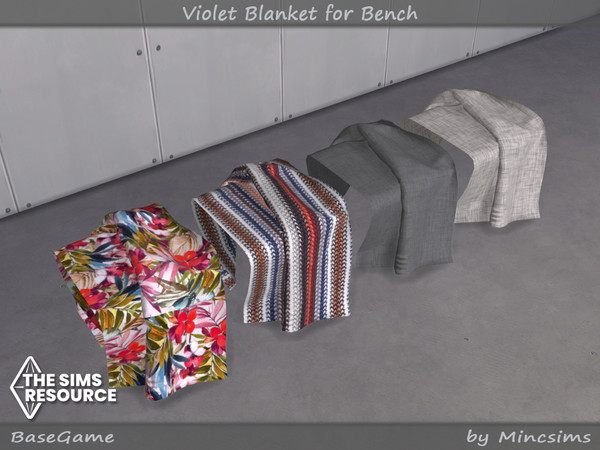 Sims 4 — Violet Blanket for Bench by Mincsims — 4 swatches Basegame compatible