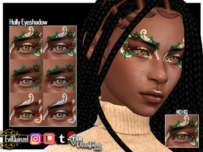 Sims 4 — TSR Christmas 2021 - Holly Eyeshadow by EvilQuinzel — Christmas eyeshadow for lutins! - Eyeshadow category; -