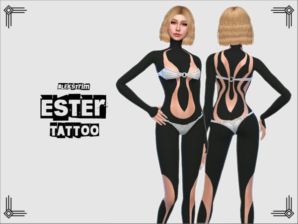 Sims 4 — Ester Tattoo by Blekstrim — - Base Game Compatible Have Fun!