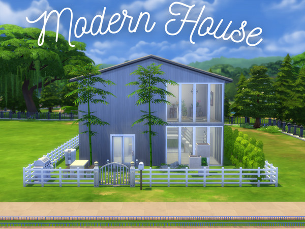 Sims 4 — Modern House by iaslexia — A spacious modern house for a single sim with one bathroom, one bedroom, one kitchen,