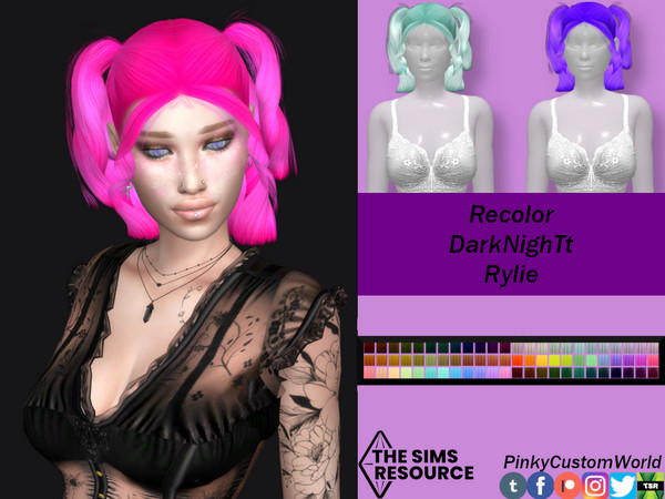 Sims 4 — Recolor of Rylie hair by DarkNighTt by PinkyCustomWorld — Beautiful half up-do female alpha hairstyle recolored