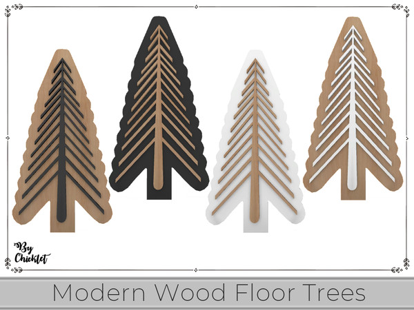 Sims 4 — Sophisticated Man Xmas Modern Wood Floor Tree by Chicklet — Who says Christmas needs to be all bright reds and