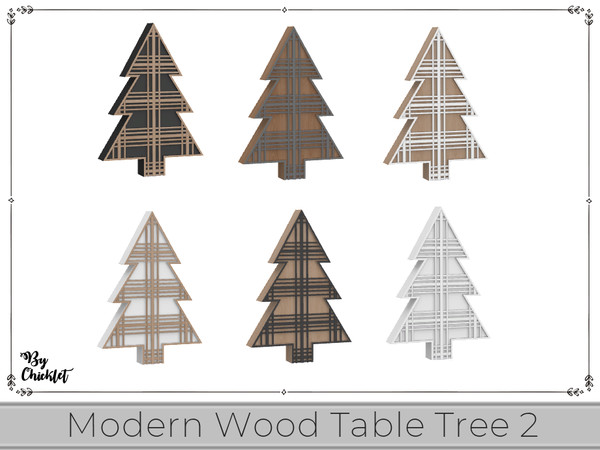 Sims 4 — Sophisticated Man Xmas Modern Wood Table Tree 2 by Chicklet — Who says Christmas needs to be all bright reds and