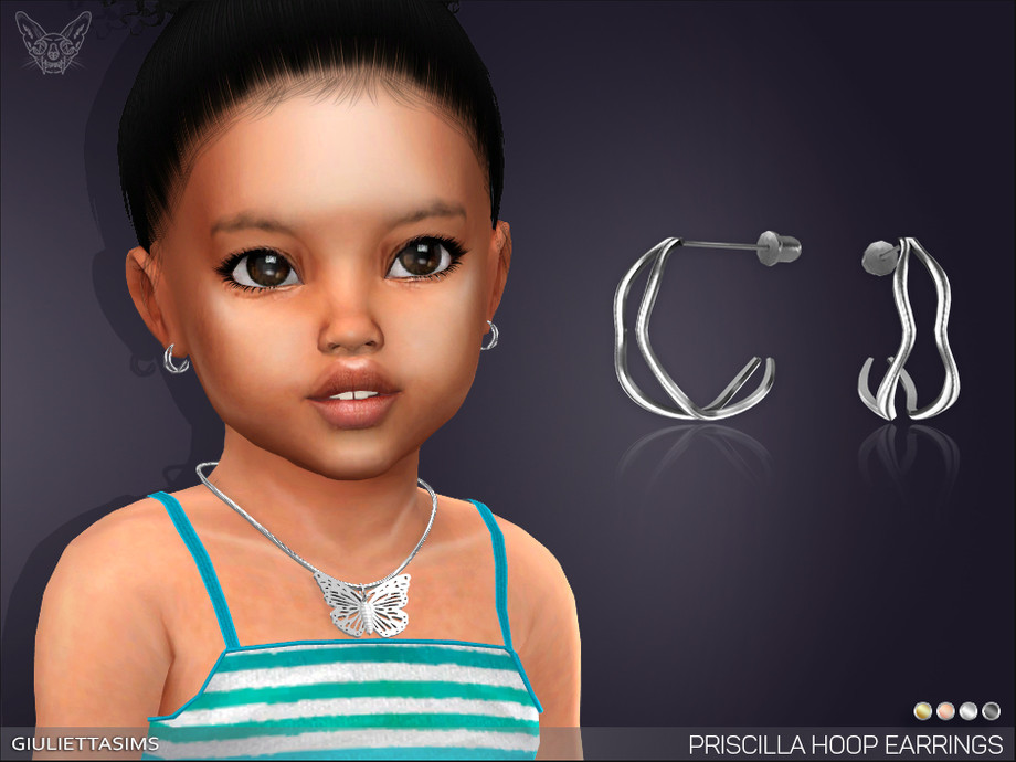 The Sims Resource - Pearl Heart Hoop Earrings For Toddlers