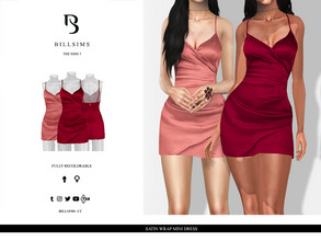 Sims 3 — Satin Wrap Mini Dress by Bill_Sims — This mini dress features a satin fabric with a wrap over design and a zip