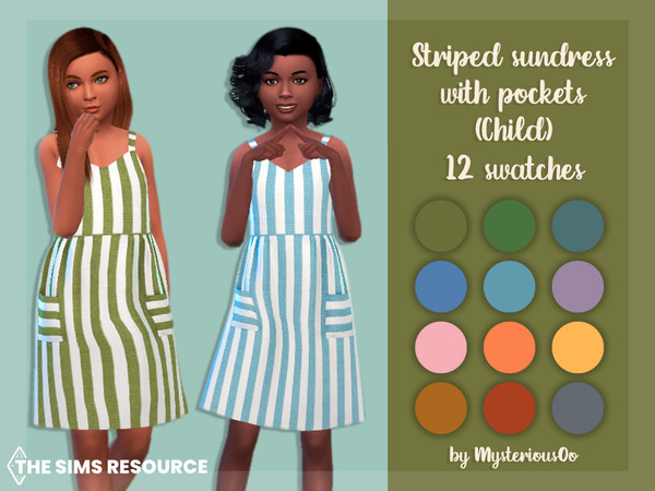 The Sims Resource - Striped sundress with pockets Child