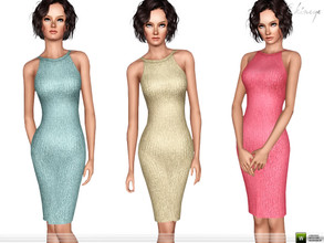 Sims 3 — Sparkle Knit Metallic Dress by ekinege — Sparkle knit metallic dress with halter neckline.