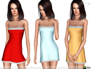 Sims 3 — Crystal Trim Mini Dress by ekinege — A mini dress featuring crystal trim and spaghetti straps.