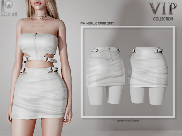 Sims 4 —  [PATREON]  (Early Access) METALLIC OUTFIT (SKIRT) P76 by busra-tr — 10 colors Adult-Elder-Teen-Young Adult For
