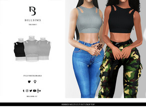 Sims 3 — Ribbed Multi Cut Out Crop Top by Bill_Sims — This top features a ribbed material with a multi cut out design and