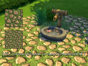 Sims 4 — MB-TerrainPaint_GrassyStonePathSET by matomibotaki — MB-TerrainPaint_GrassyStonePathSET,gass and rough stones to