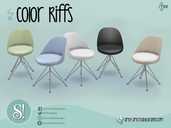 Sims 4 — Color Riffs Chair by SIMcredible! — by SIMcredibledesigns.com available at TSR 6 colors variations