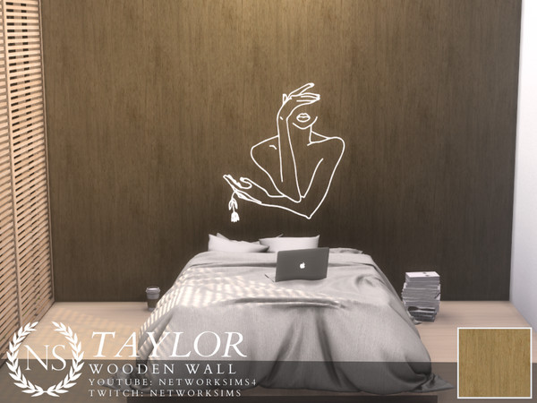 Sims 4 — Taylor Wooden Wall by networksims — A smooth wooden wall.