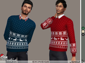 Sims 4 — TSR Christmas 2021 - Jumper 2 by ekinege — Christmas jumper with knitted design. Long sleeves, Round neck. 5