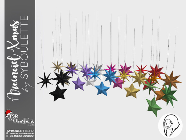 Sims 4 — Arcenciel Xmas - Hanged paper stars (medium) by Syboubou — Those are some paper star hanged from the ceiling.